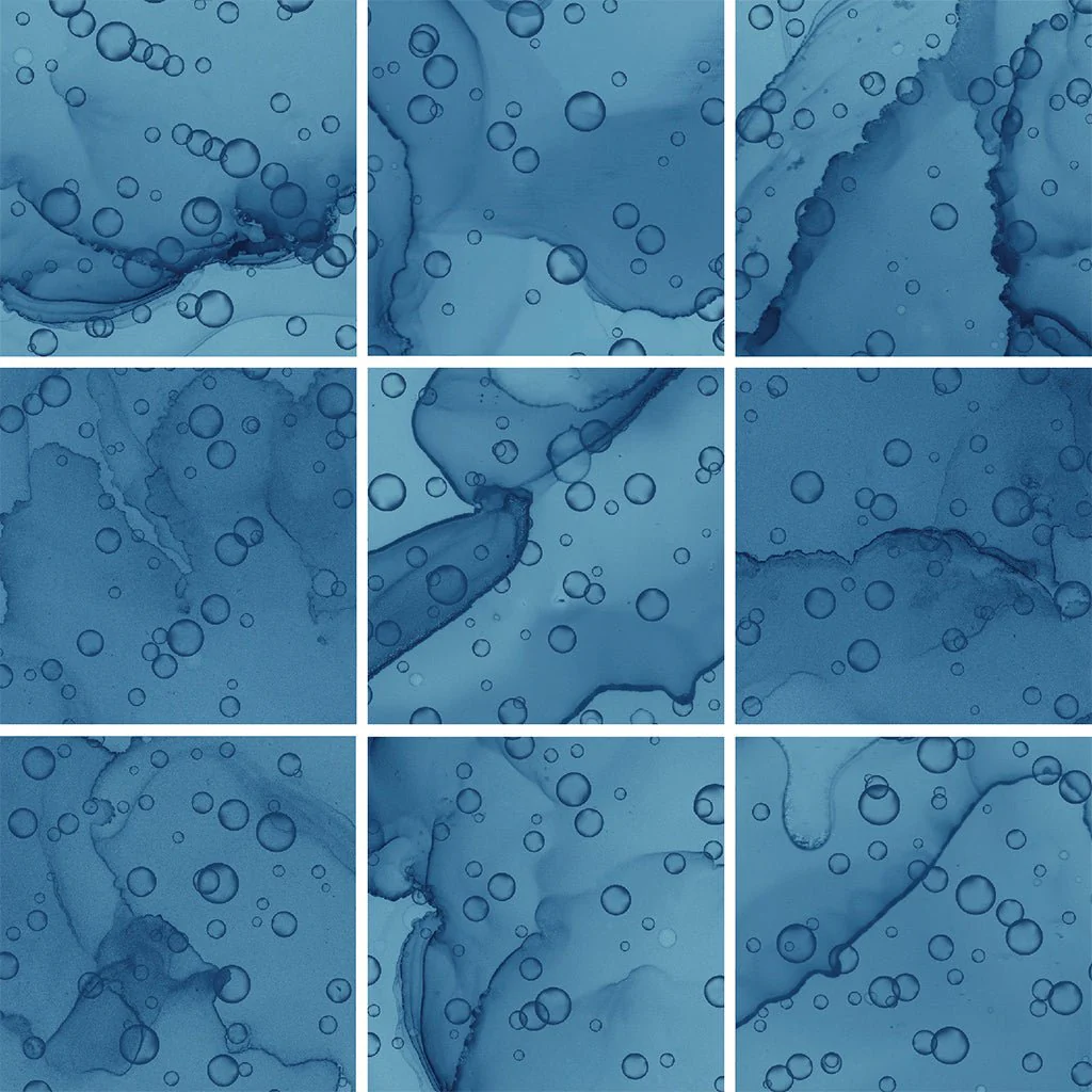Bubbles Blue, 6" x 6" - Porcelain Tile - Image 2