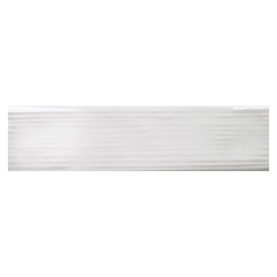 Buteo White Glossy Drift Deco, 3" x 12" - Ceramic Tile