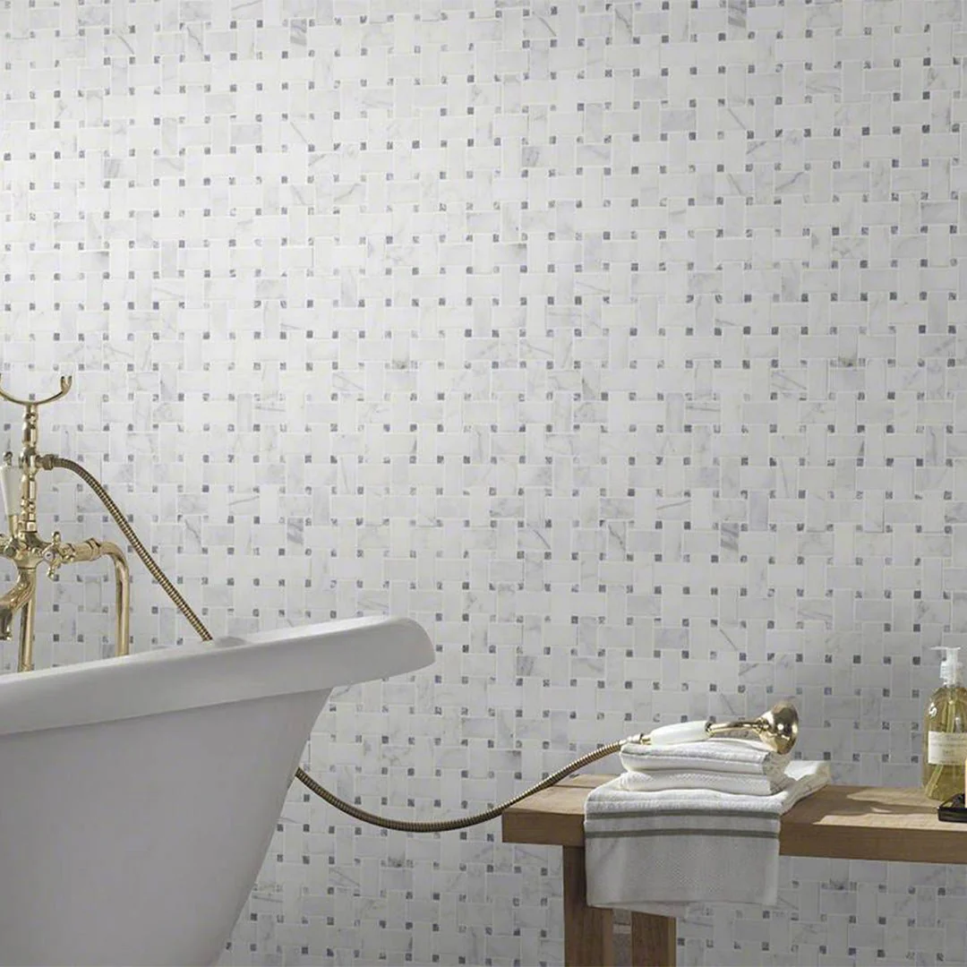 Calacatta Cressa Basketweave - Stone Tile - Image 2