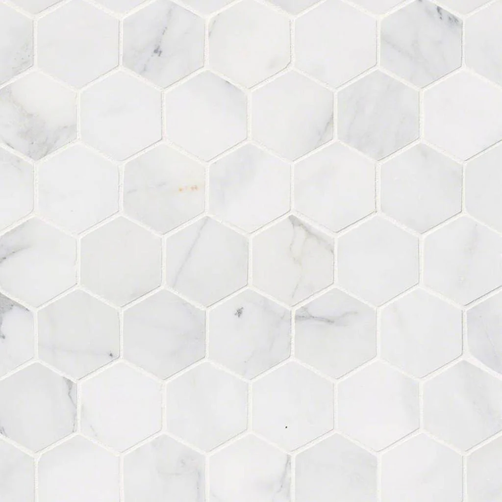 Calacatta Cressa, Hexagon Mosaic - Stone Tile - Image 3