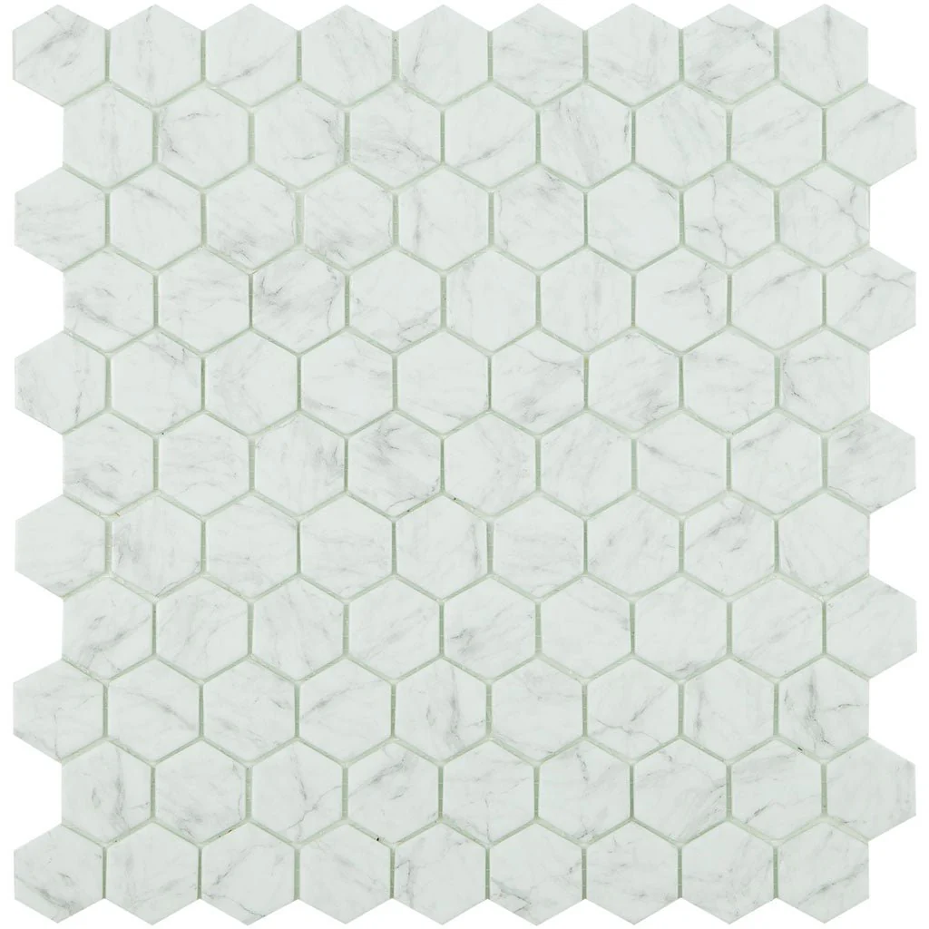 Calacatta Grey Brillo, Hexagon Mosaic - Glass Tile