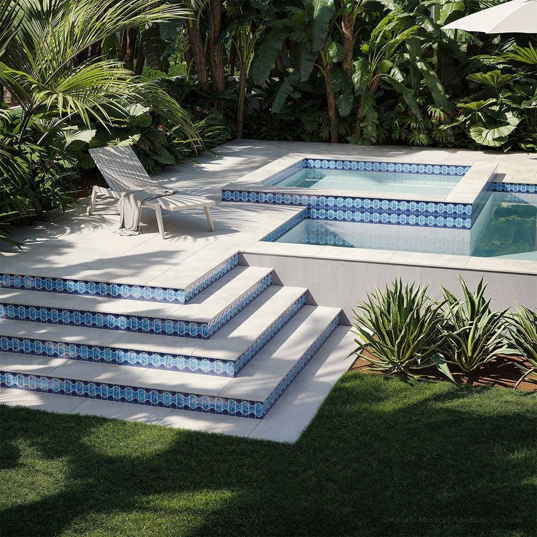 Caribbean Blue, Mosaic - Porcelain Pool Tile - Image 2