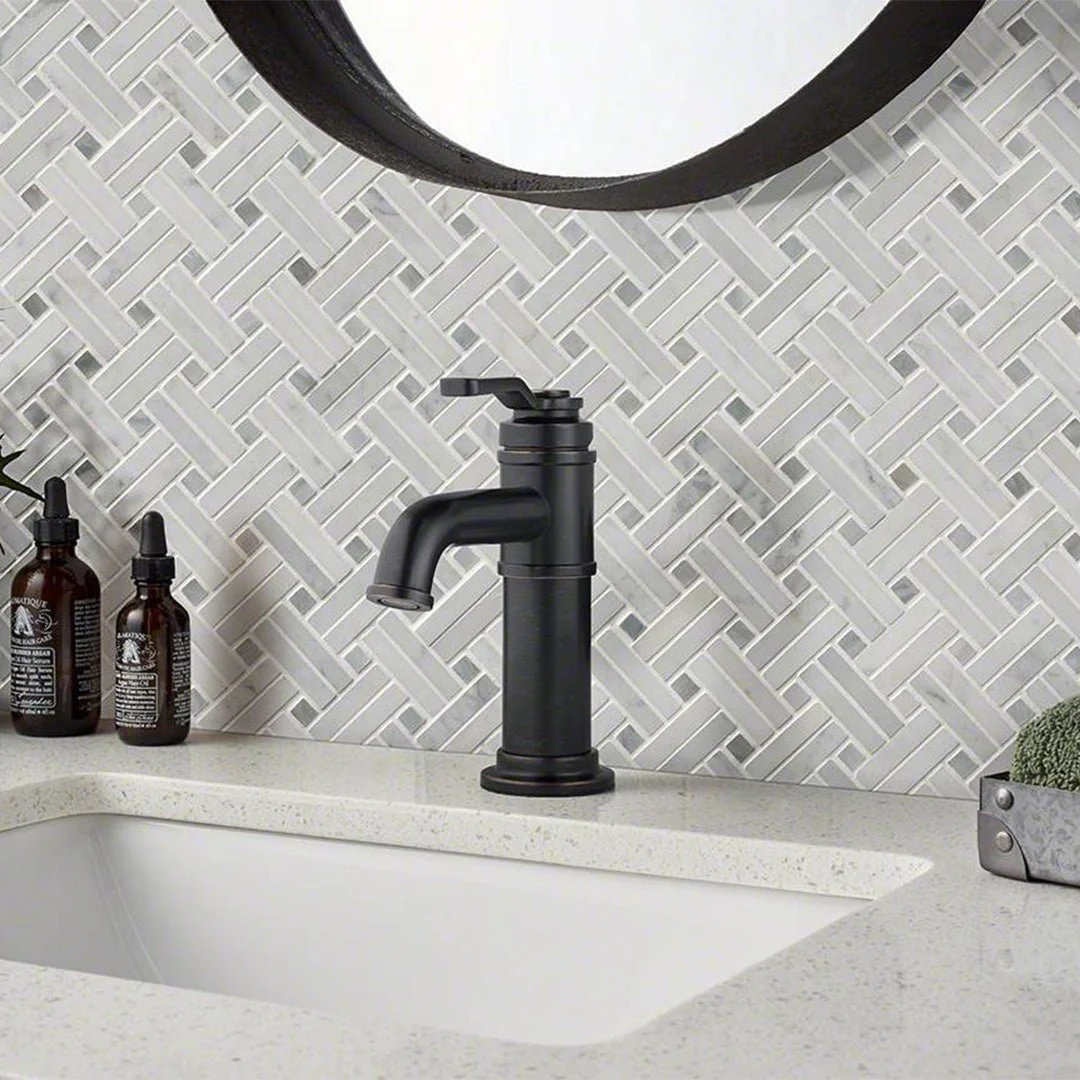 Carrara White and Gray Basketweave - Stone Tile - Image 2