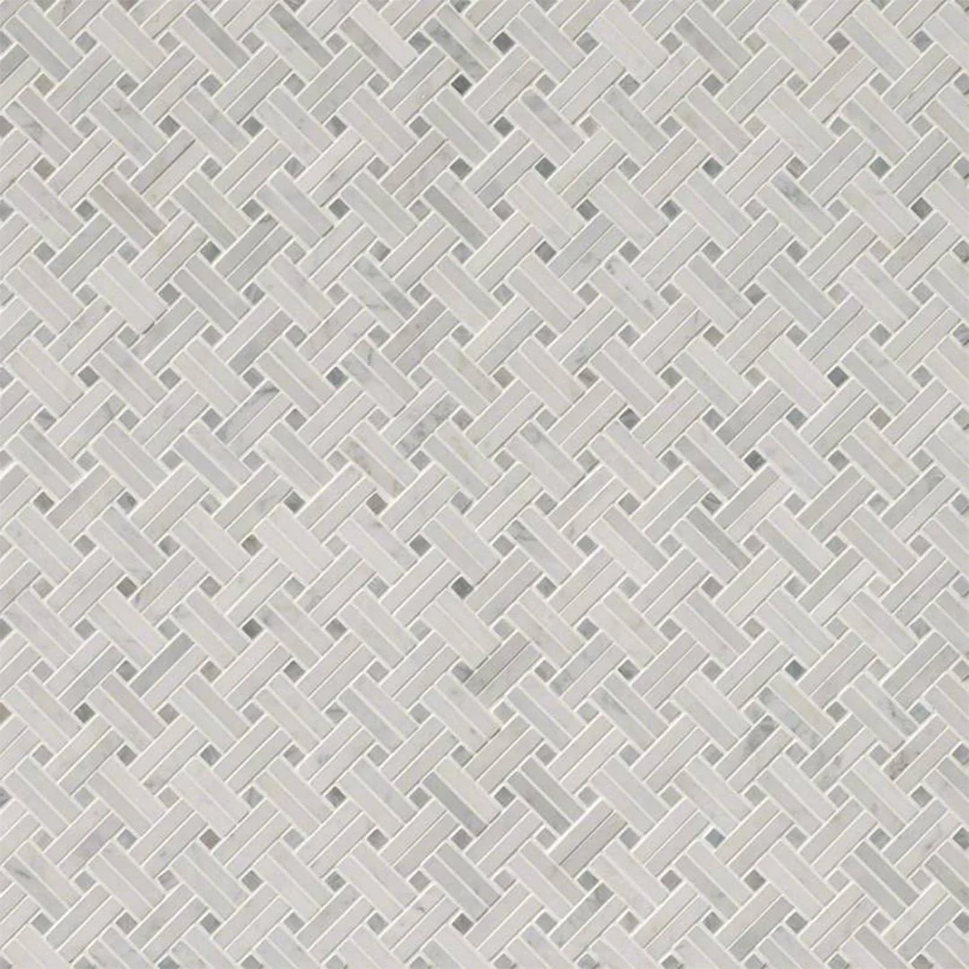 Carrara White and Gray Basketweave - Stone Tile - Image 4
