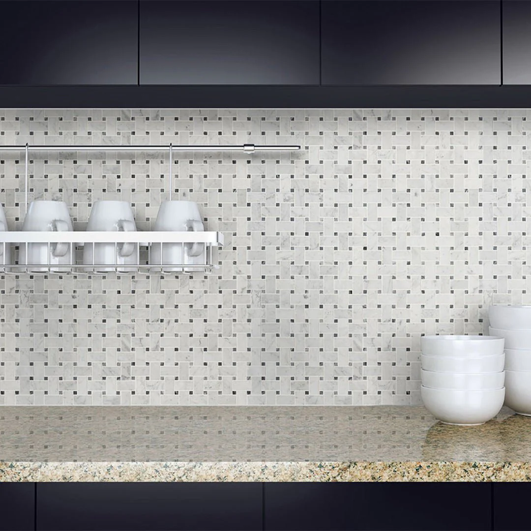 Carrara White Basketweave Pattern - Stone Tile - Image 2