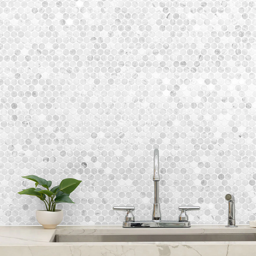 Carrara White Penny Round Mosaic - Stone Tile - Image 3