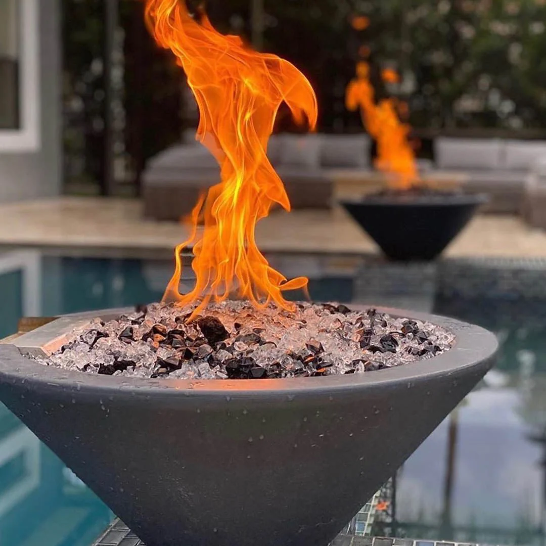Cazo 31" Round Fire Bowl - GFRC Concrete - Fire Feature - Image 2