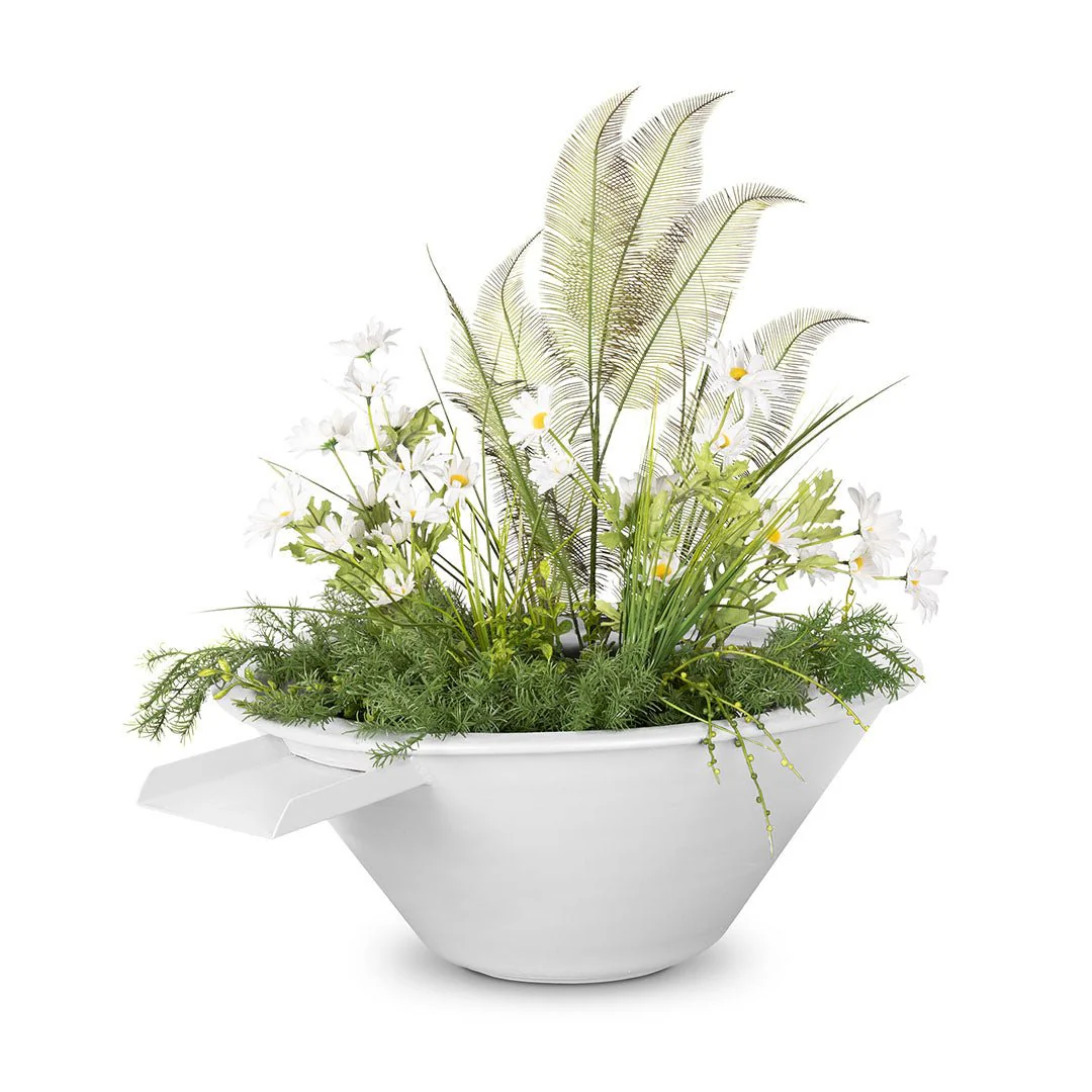 Cazo Round Planter & Water Bowl, Powder Coated Metal - Water Feature