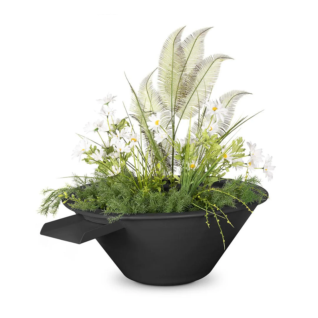 Cazo Round Planter & Water Bowl, Powder Coated Metal - Water Feature - Image 2