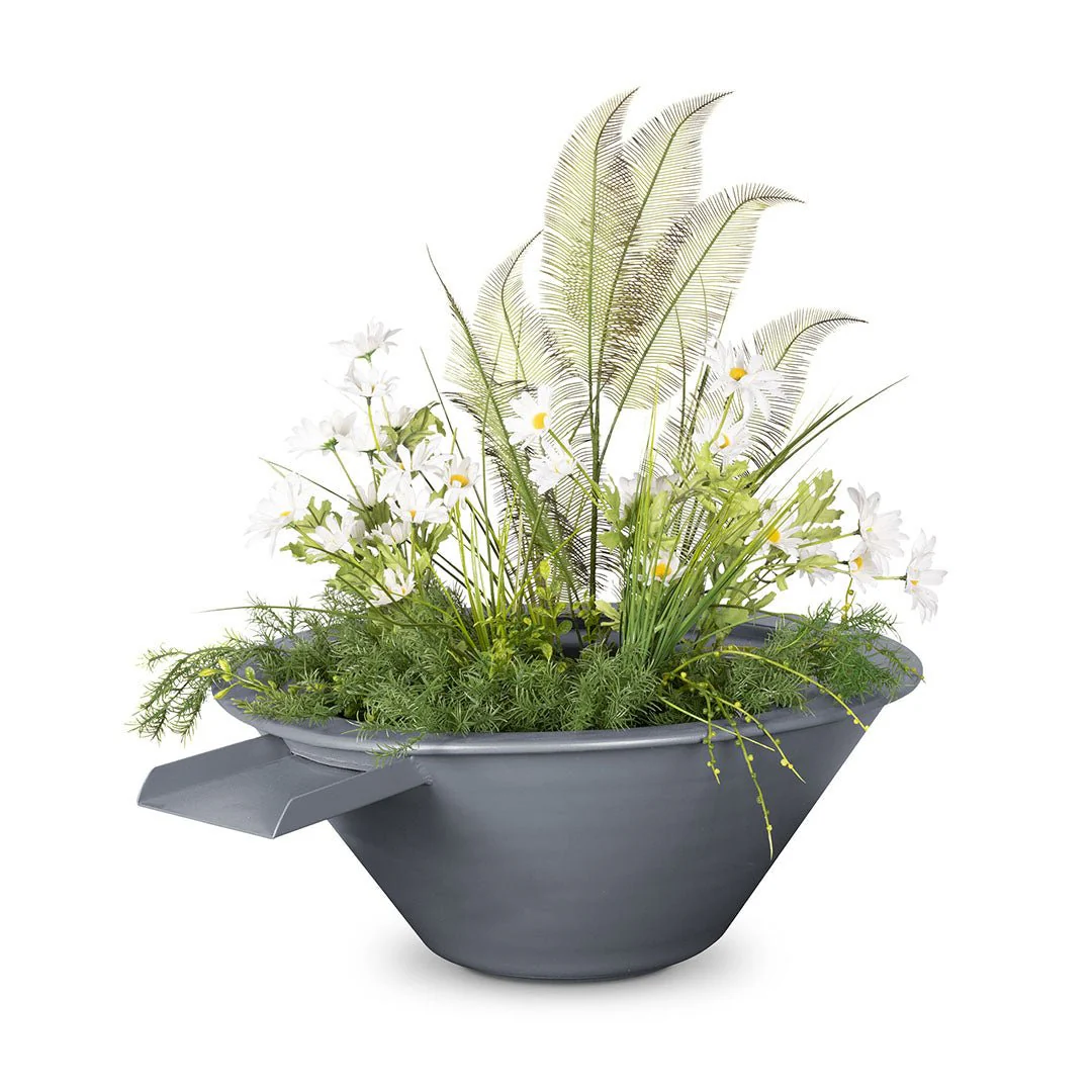 Cazo Round Planter & Water Bowl, Powder Coated Metal - Water Feature - Image 3