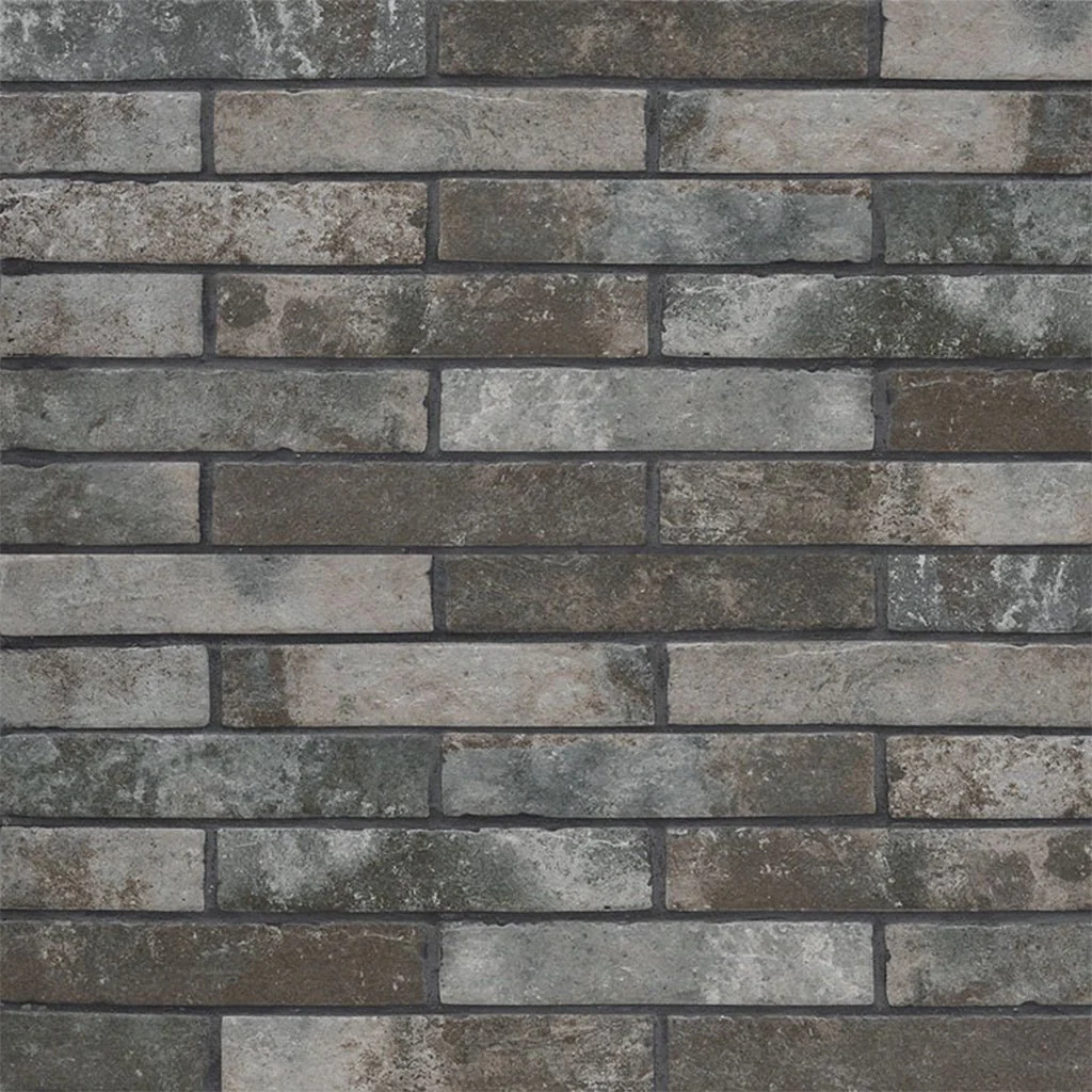Charcoal Brickstone, 2" x 10" - Porcelain Tile