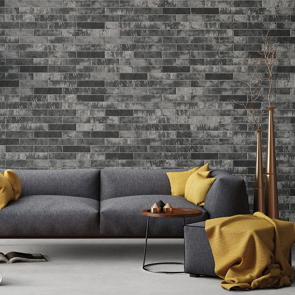 Charcoal Brickstone, 2" x 10" - Porcelain Tile - Image 2