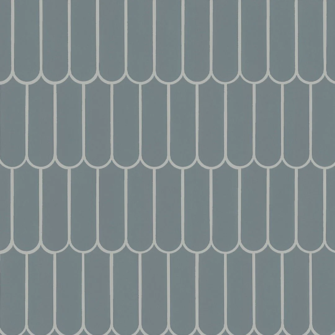 Cielo Azul Scallop, Fish Scale Mosaic - Porcelain Tile