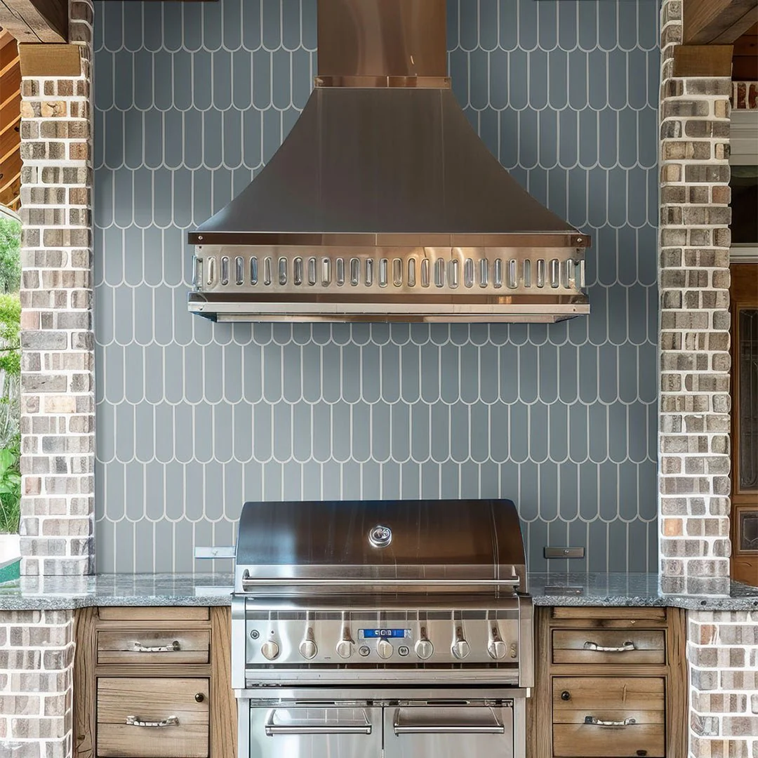 Cielo Azul Scallop, Fish Scale Mosaic - Porcelain Tile - Image 3