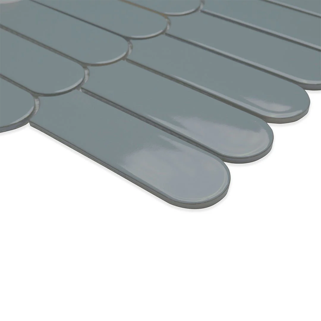 Cielo Azul Scallop, Fish Scale Mosaic - Porcelain Tile - Image 5