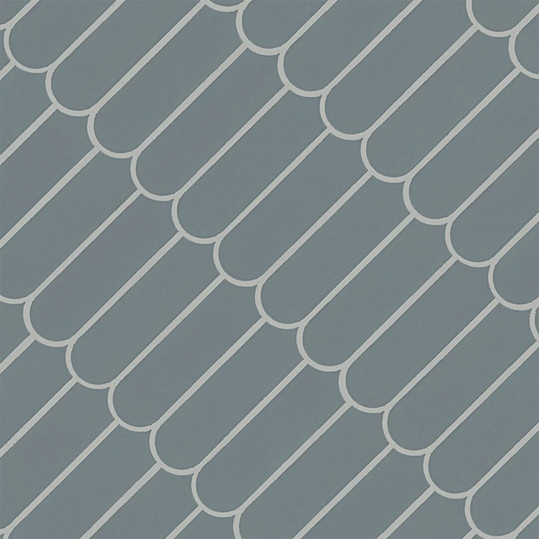 Cielo Azul Scallop, Fish Scale Mosaic - Porcelain Tile - Image 6