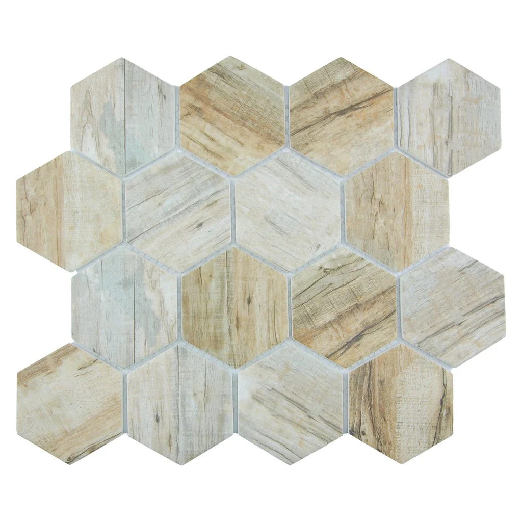 Cinnamon, Hexagon Mosaic - Glass Tile