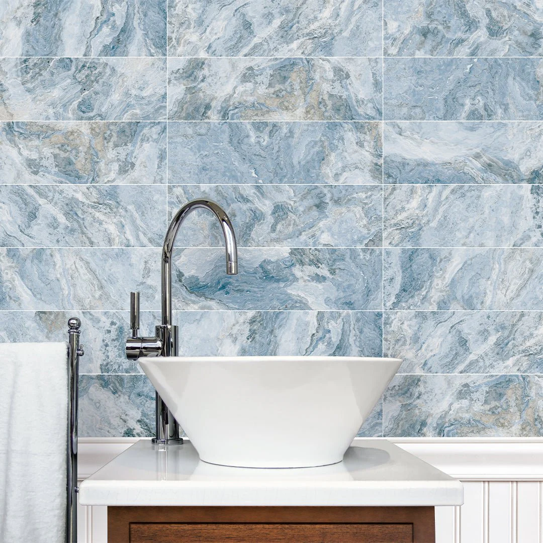 Cloud Aqua, 6" x 20" - Porcelain Tile - Image 2