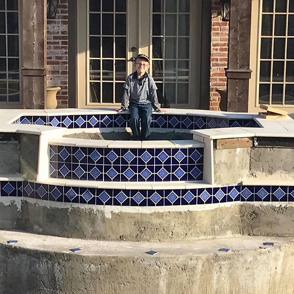 Cobalt Blue Akron, 6" x 6" Deco - Porcelain Pool Tile - Image 2