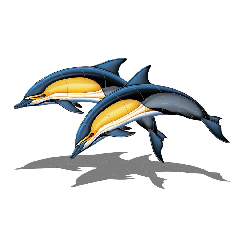 Common Dolphin - A Double w/Shadow - Pool Mosaic