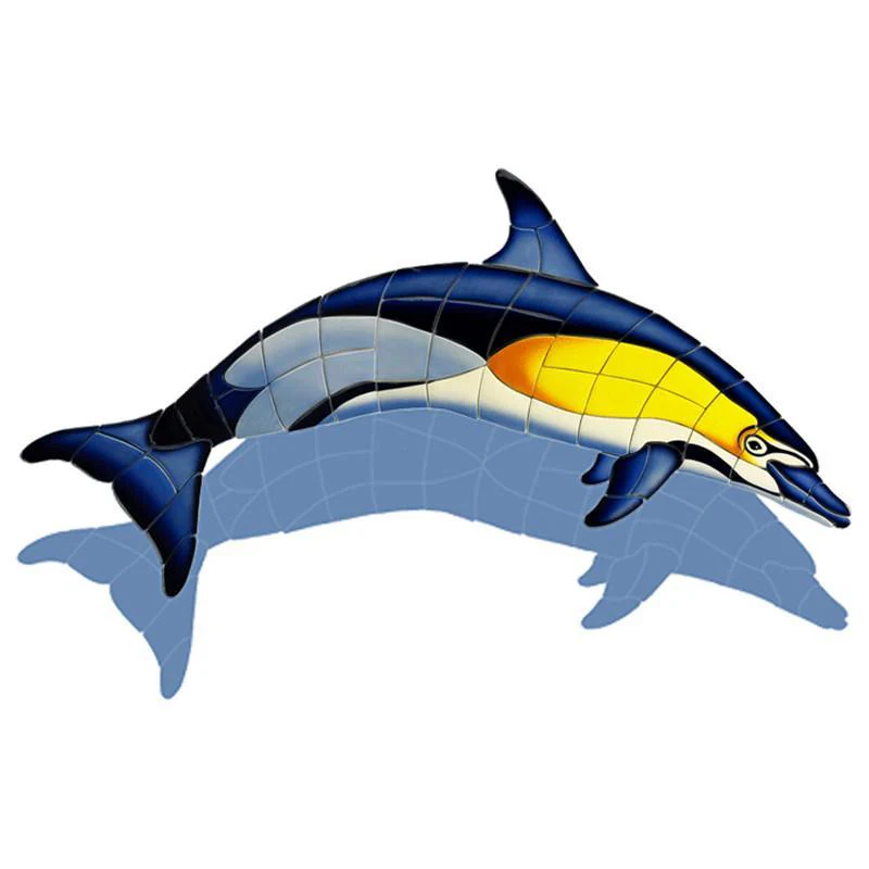 Common Dolphin - A w/Shadow - Pool Mosaic