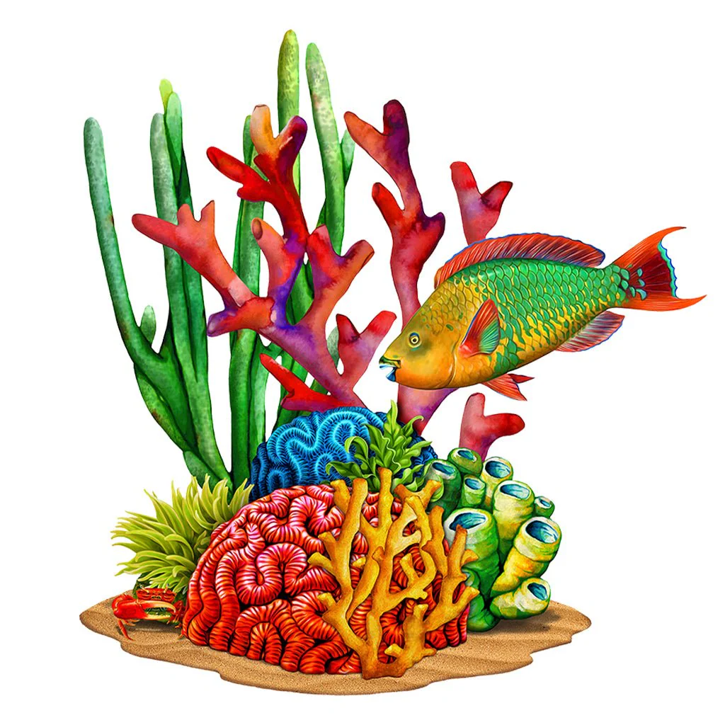 Coral with Parrot Fish - Pool Mosaic