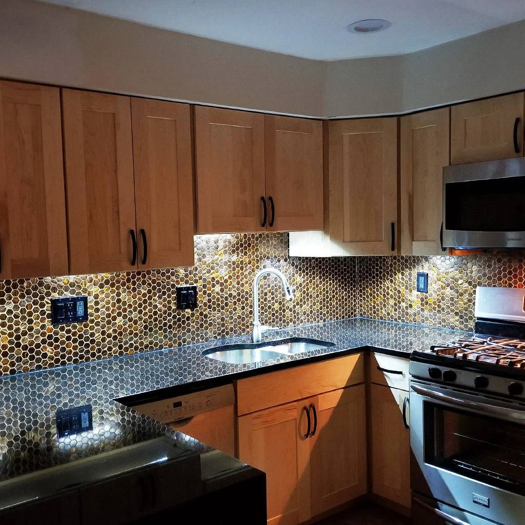 270H Copper Blast, Hexagon Mosaic - Glass Tile - Image 3