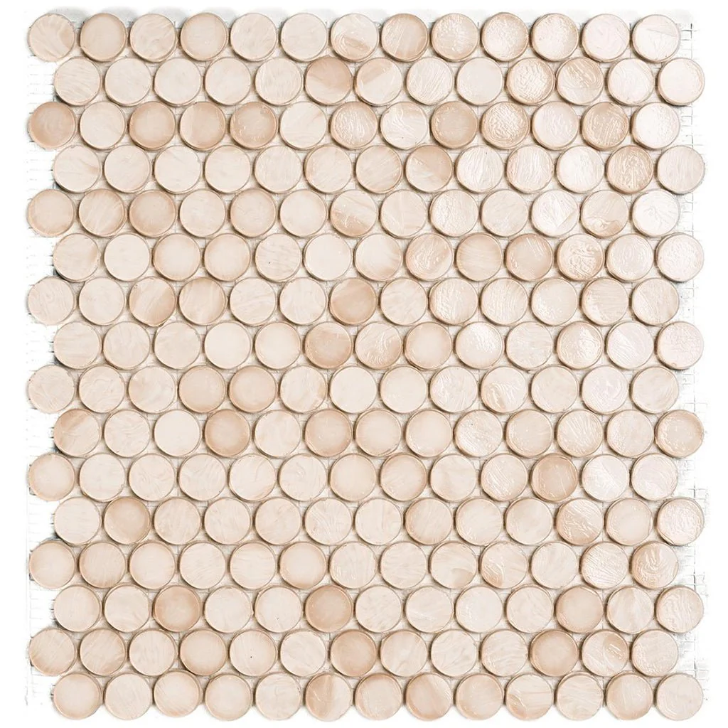 Coral 1 Barrels, 6/8" - Glass Penny Round Mosaic