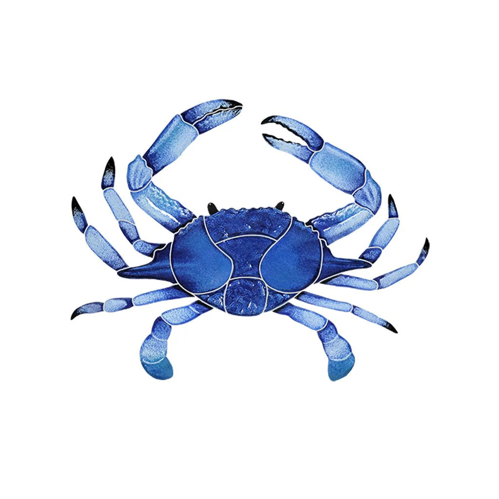 Crab, 16" Blue - Pool Mosaic