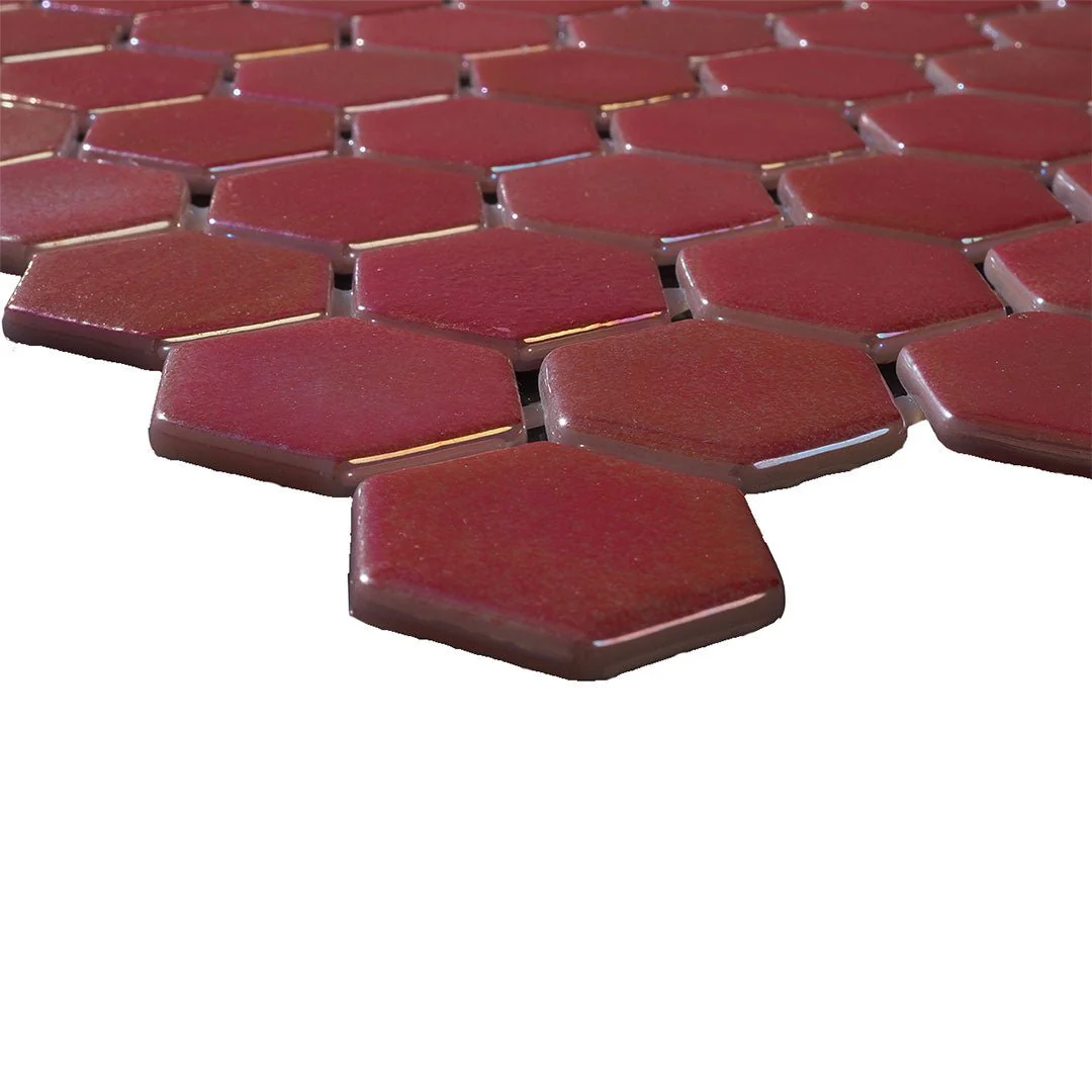 Crimson Reef, Hexagon Mosaic - Glass Tile - Image 2