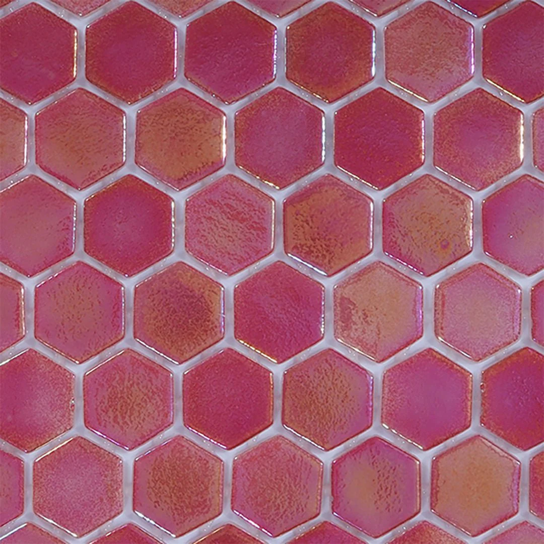 Crimson Reef, Hexagon Mosaic - Glass Tile - Image 3