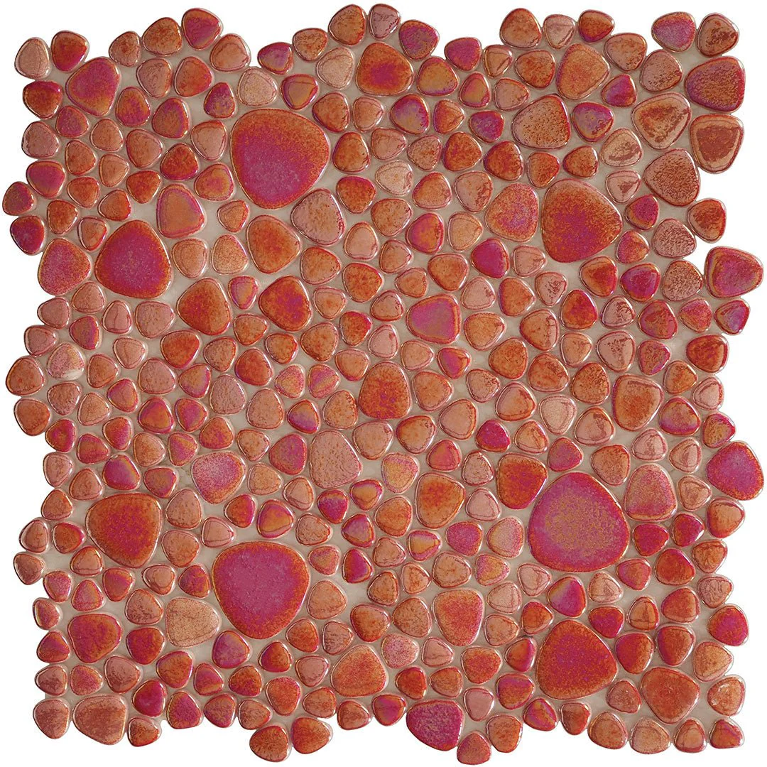 Crimson Reef, Mixed Pebble - Glass Tile