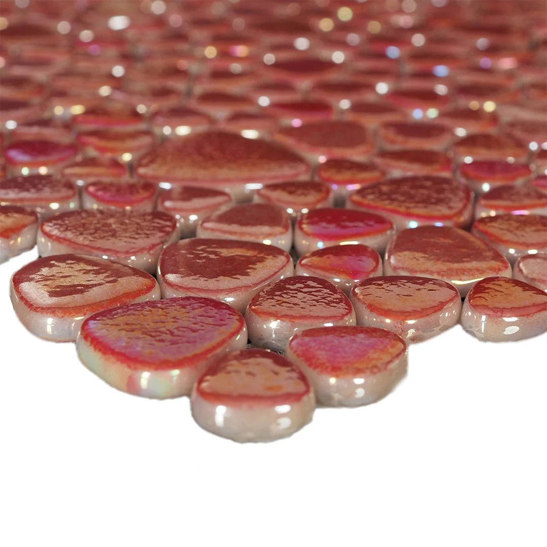 Crimson Reef, Mixed Pebble - Glass Tile - Image 3