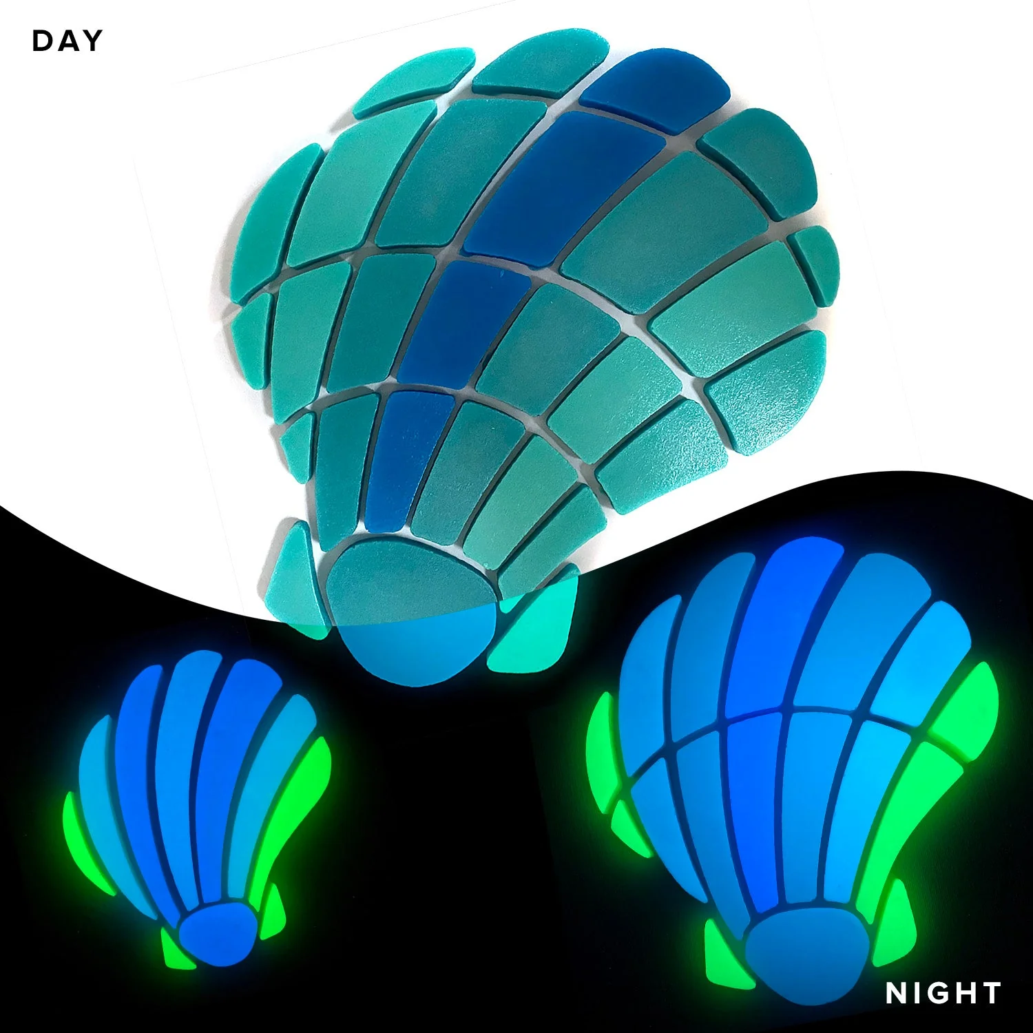 Curved Scallop Family - Glow in the Dark Pool Mosaic