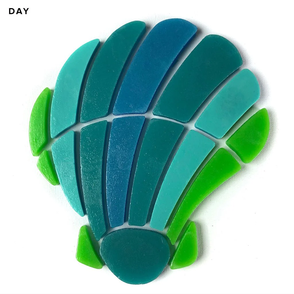 Curved Scallop Shell, Medium - Glow in the Dark Pool Mosaic - Image 3