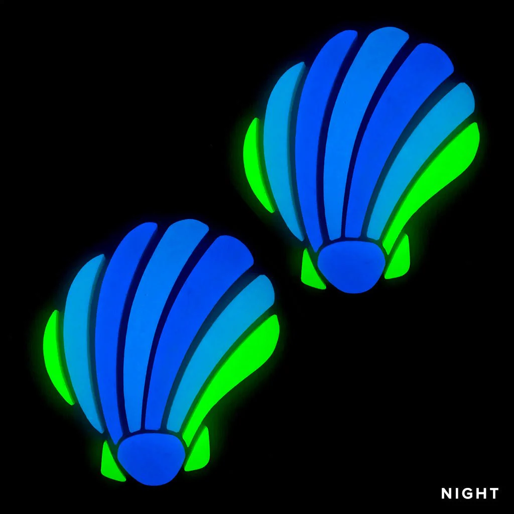 Curved Scallop Shell x 2 - Glow in the Dark Pool Mosaics - Image 2