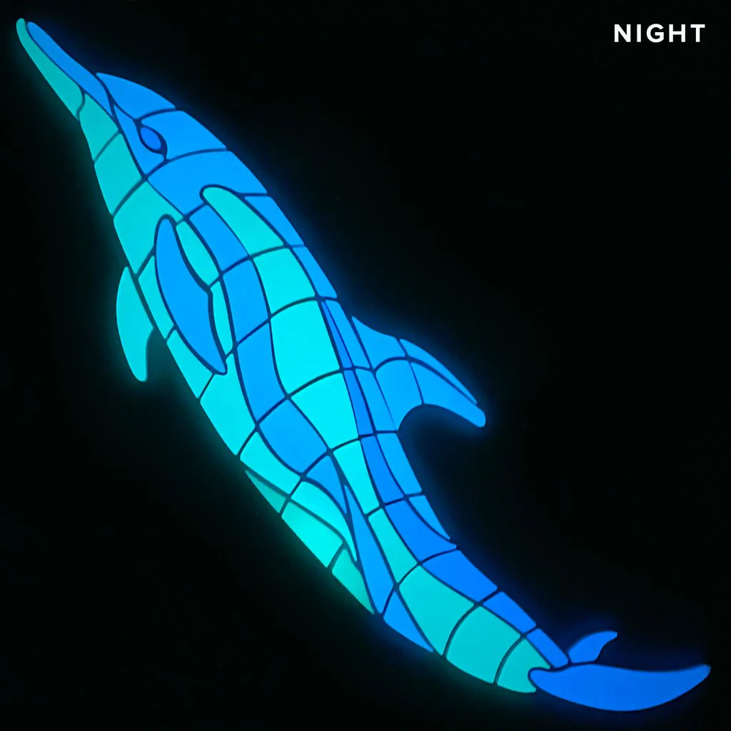 Dancing Dolphin, Left - Glow in the Dark Pool Mosaic - Image 2