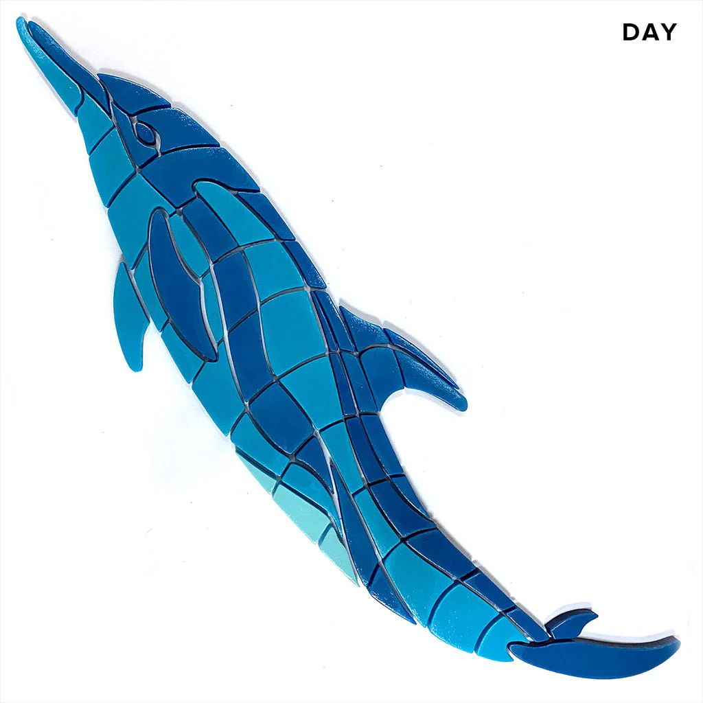 Dancing Dolphin, Left - Glow in the Dark Pool Mosaic - Image 3