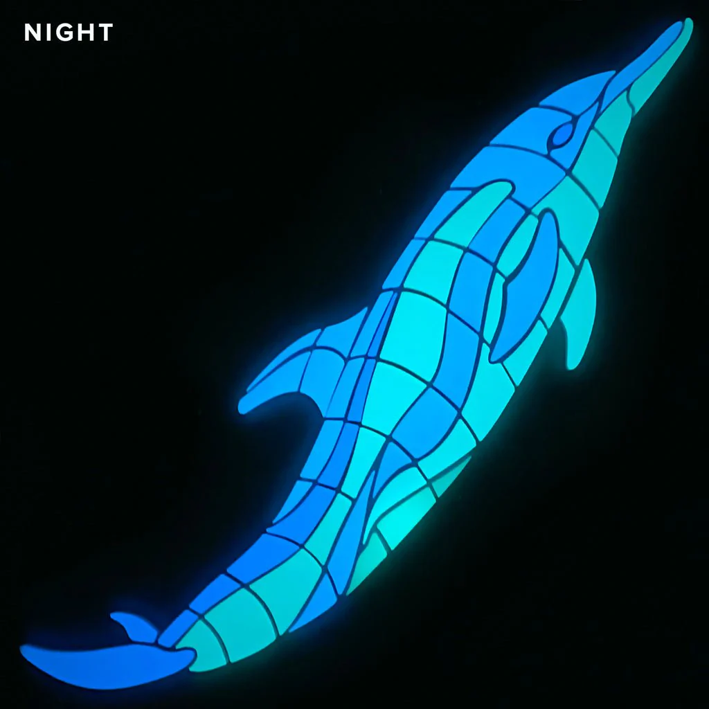Dancing Dolphin, Right - Glow in the Dark Pool Mosaic - Image 2