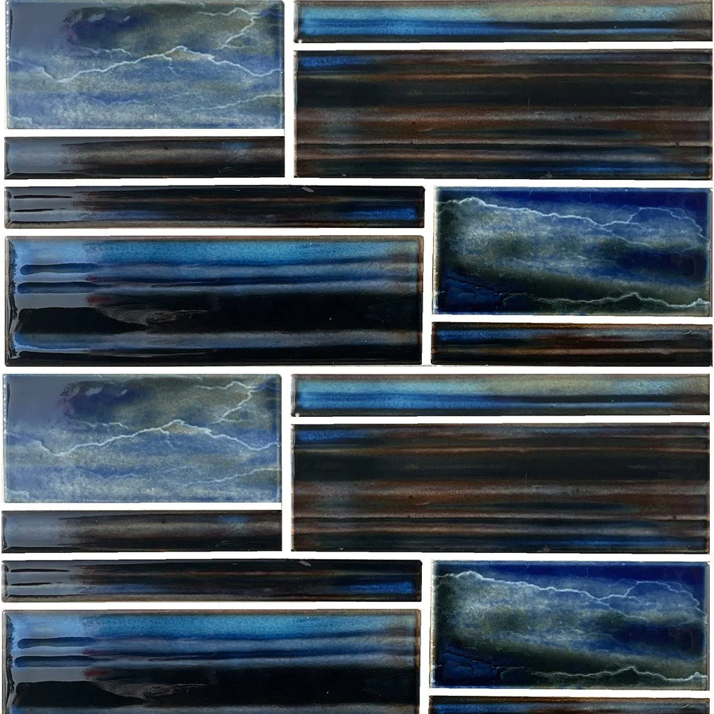 Dark Moon, Mixed Mosaic - Porcelain Pool Tile