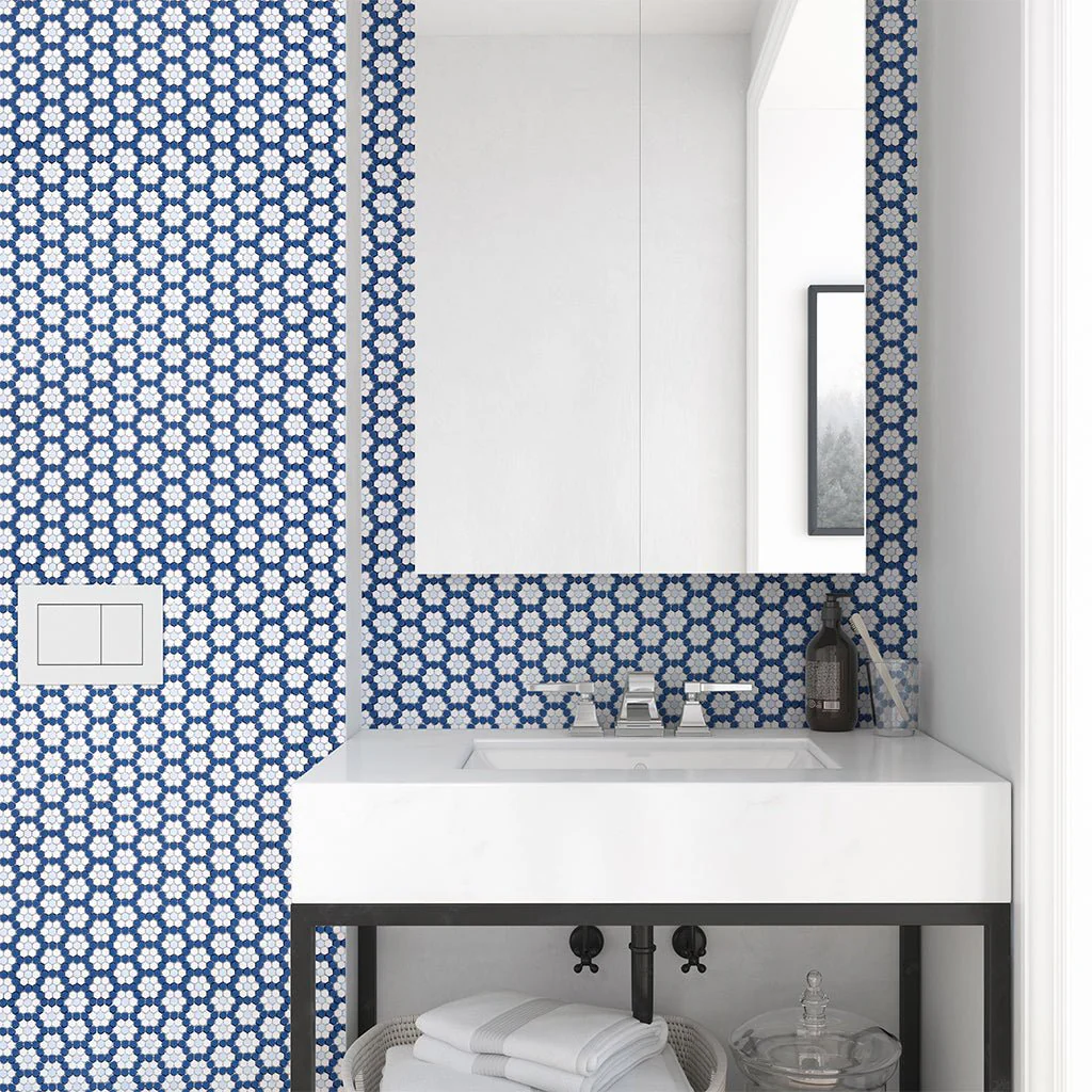 Dijon Coastal, Hexagon Mosaic - Glass Tile - Image 3