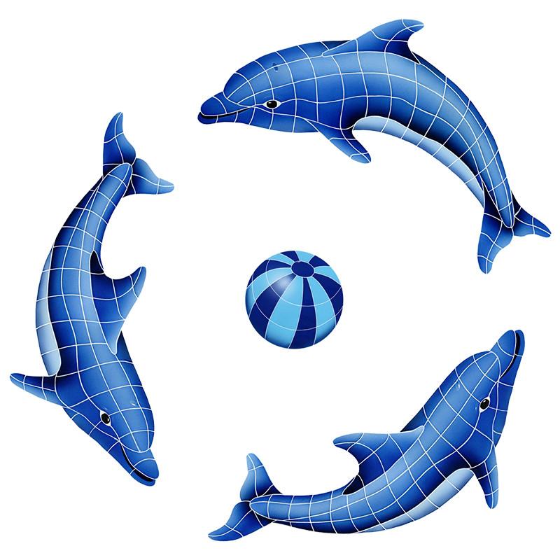 Dolphin Group, Blue Ball - Pool Mosaic