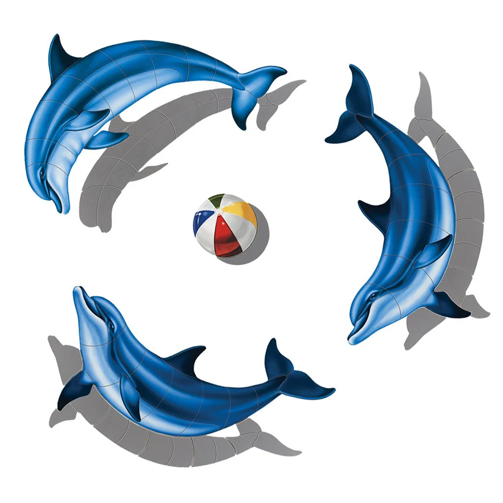 Dolphin Group, Bottlenose w/Shadow - Pool Mosaic