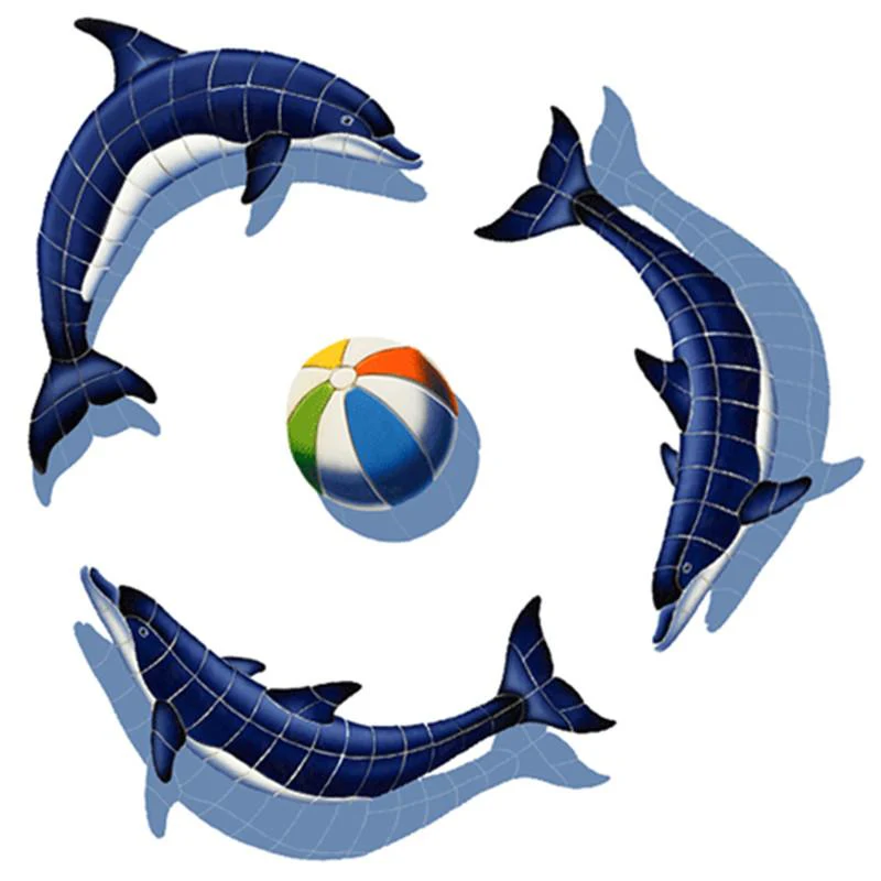 Dolphin Group w/Shadow - Pool Mosaic