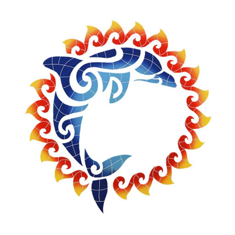 Dolphin Sun Medallion - Pool Mosaic