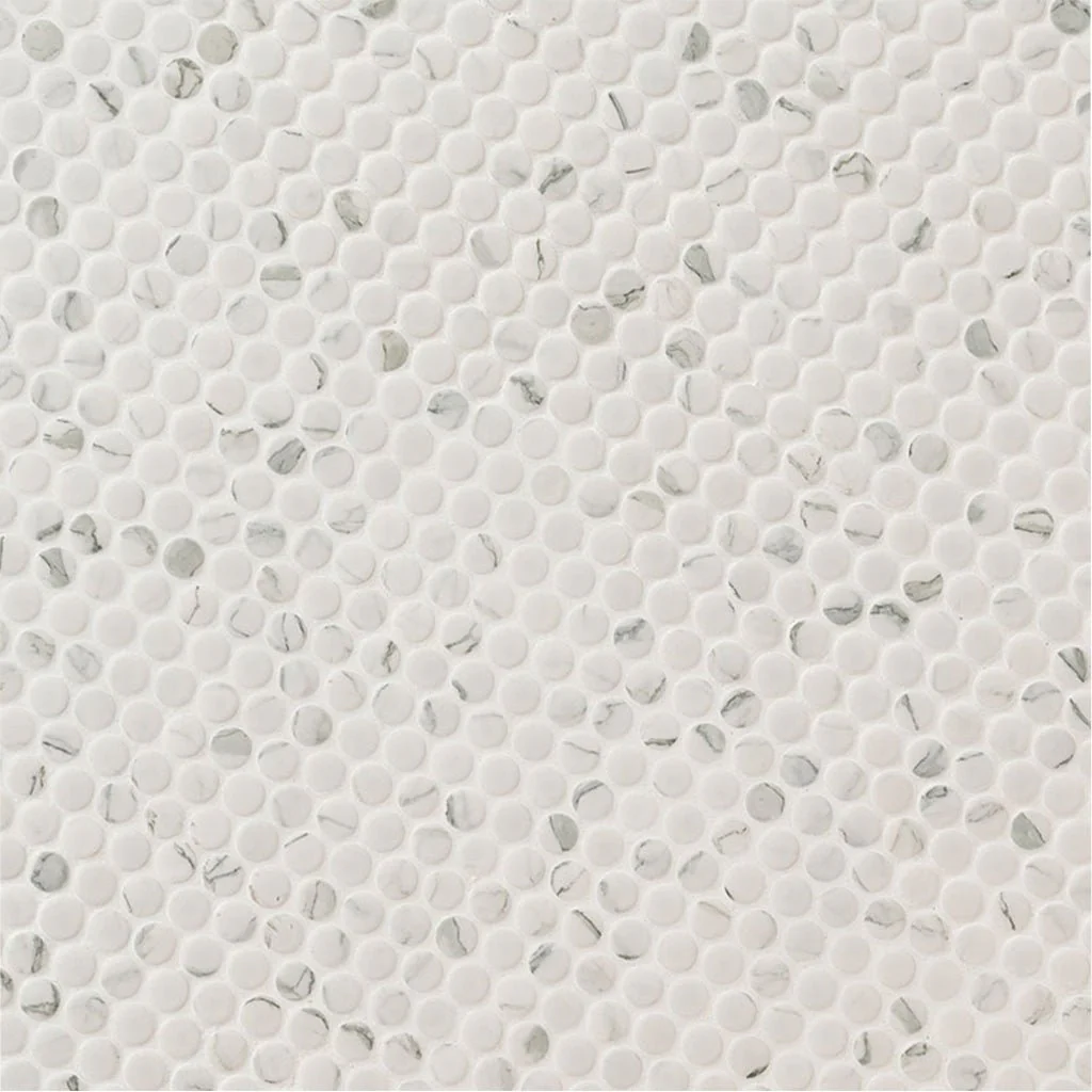 Domino Matte Carrara, Penny Round Mosaic - Porcelain Tile - Image 5