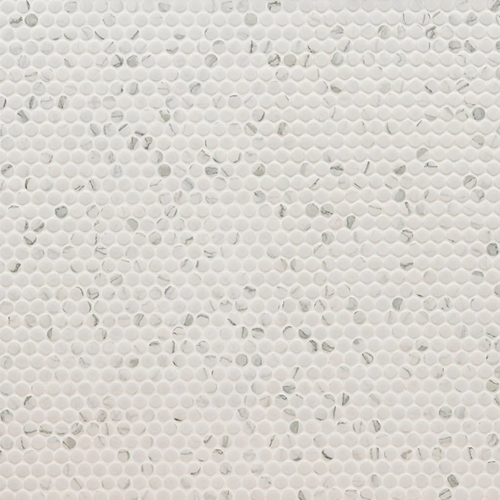 Domino Matte Carrara, Penny Round Mosaic - Porcelain Tile - Image 6