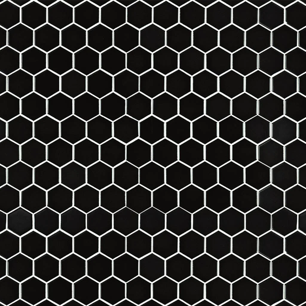 Domino Matte Black, Hexagon Mosaic - Porcelain Tile