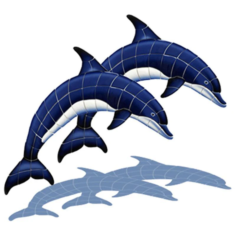Double Dolphins w/Shadow - Pool Mosaic