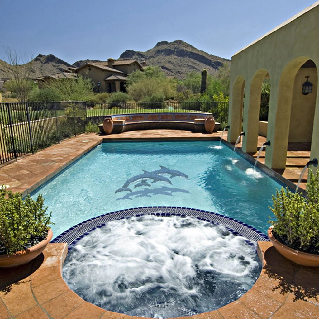 Double Dolphins w/Shadow - Pool Mosaic - Image 2